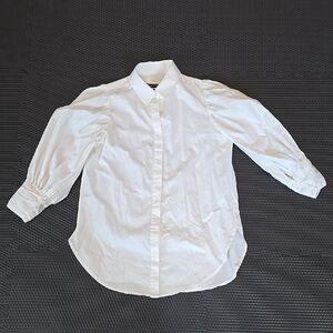 Something Navy Classic White Blouse